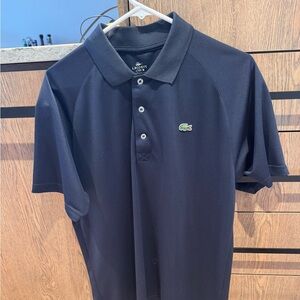 Lacoste Men’s Dark Navy Short-Sleeve Polo with Green Croc Logo